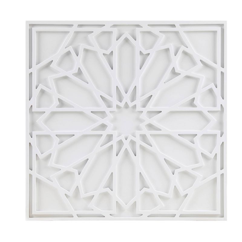 Boho Notion Square Carved Wall Panel White, 1 of 9