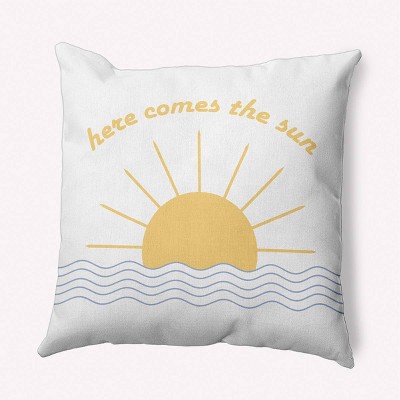 e by design Here Comes The Sun Decorative Throw Pillow Light Blue: Indoor Accent, Polyester Twill, Sewn Seam Closure