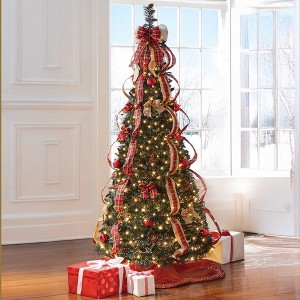 BrylaneHome 7.5 Ft Fully Decorated Pre-Lit Pop-Up Christmas Tree - 1 of 4
