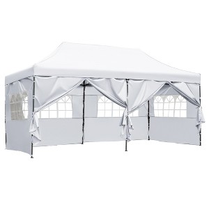 Whisen 10 x 20 Pop Up Canopy Tent with Sidewalls and Roller Bag, Heavy Duty Party Tent, Height Adjustable - 1 of 4