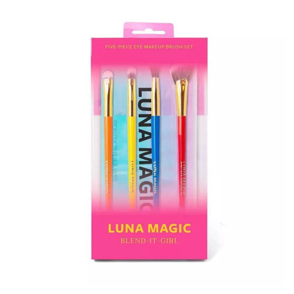 Photos - Makeup Brush / Sponge LUNA MAGIC Blend It Girl Eye Makeup Brush Set with Holographic Pouch - 5ct