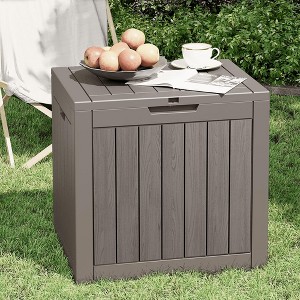 MAYEERTY 30 Gallon Large Capacity Outdoor Deck Box for Patio Furniture Cushions, Pillow with Wheels, Light Brown - 1 of 4