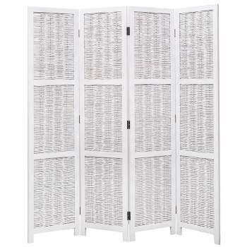 Legacy Decor Wicker and Wood Screen Room Divider