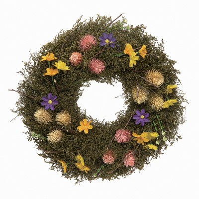 Transpac Natural Material 13" Multi Spring Wildflower Fields Wreath