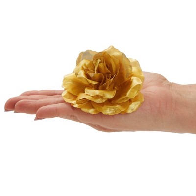 Gold Silk Artificial Roses for Tabletop Decor, 3-Inch, 50-Pack