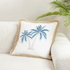 Saro Lifestyle Coastal Embroidered Palm Tree Down Filled Pillow, 18"x18", Blue - 4 of 4