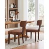 Dining Chairs Set of 2, Modern Leather Upholstered Kitchen Chairs, 2PCS Bar Stools, Easy Clean Fabric, Ergonomic Curved Backrest for Dining Room - 2 of 4