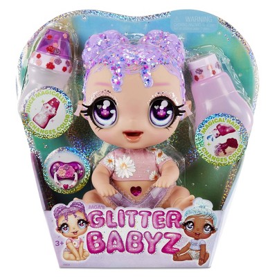 Glitter Babyz Lila Wildboom with 3 Magical Color Changes Baby Doll - Lavender Purple Hair