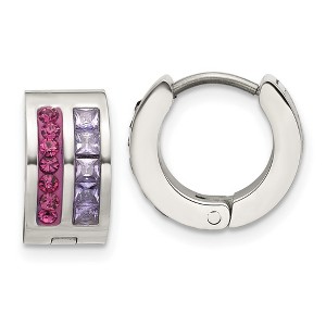 Chisel Stainless Steel Polished Preciosa Amethyst and Tanzanite Hoop Earrings - 1 of 4