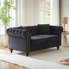 63.5" Velvet Modern Chesterfield Sofa with Button Tufted and Nail-Trimmed Arms, Includes 2 Cushions, Upholstered Fabric with Wood Legs for Living Room - 4 of 4