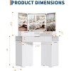 Corner Vanity Desk,Vanity Table with Lighted Mirror,Fluted Makeup Desk with Drawers and Cabinets - 3 of 4