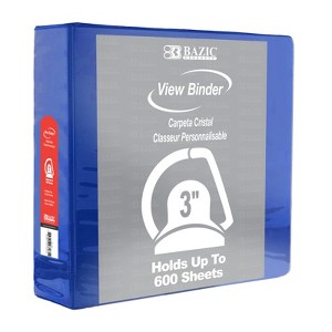Bazic Products Slant D Ring View Binder with 2 Pockets, 3", Blue (pack of 2) - 1 of 1