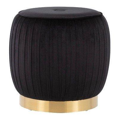 Tania Ottoman Velvet/Steel Gold/Black - LumiSource