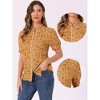 INSPIRE CHIC Women's Peter Pan Collar Contrast Trim Puff Sleeve Peasant Floral Shirt - 2 of 4
