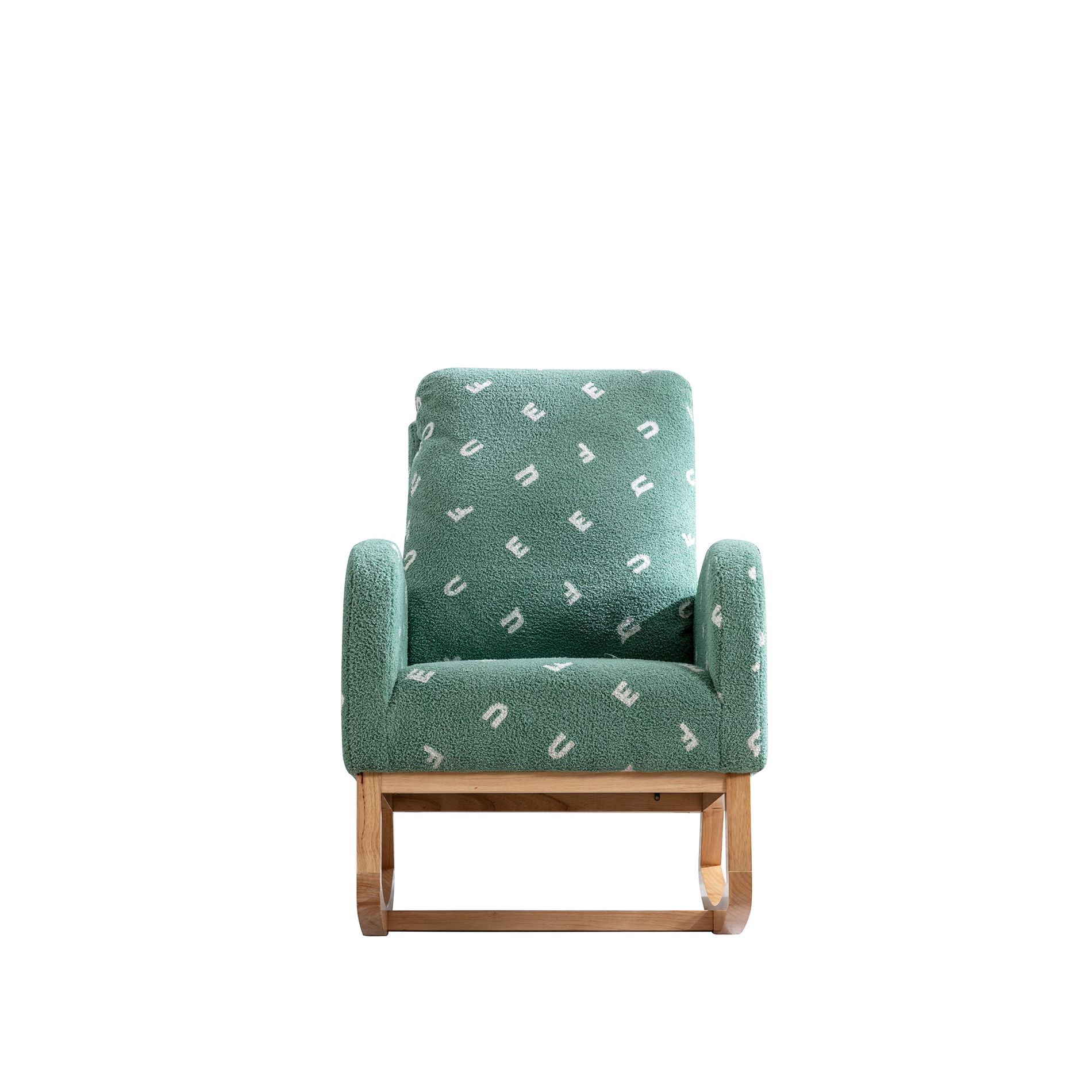 TiramisuBest 26.8"W Modern Nursery Rocking Chair, Mid-Century Accent Armchair with High Back & Side Pocket, Green