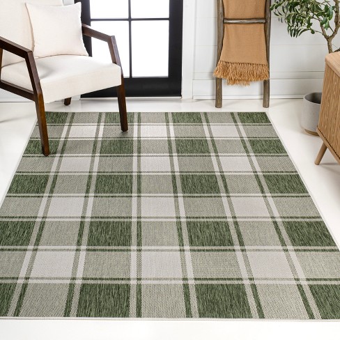 Sabine Traditional Farmhouse Bold Gingham Green/cream 8 Ft. X 10 Ft ...