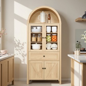Hrinhom 31"W Display Cabinet,Freestanding Storage Cabinet,Bookcase for Living Room,Kitchen - 1 of 4