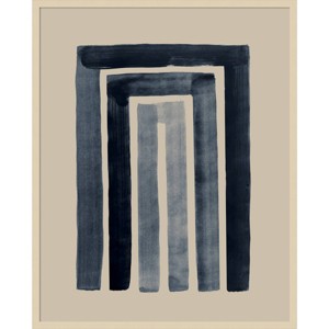 34" x 42" Mid-Century Abstract Rainbow Indigo Beige by The Creative Bunch Studio Framed Wall Art Print Light Brown - Amanti Art - 1 of 4