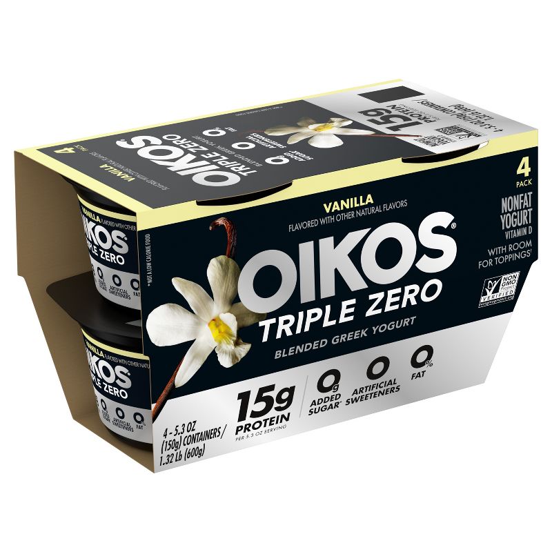 Oikos Triple Zero Vanilla Greek Yogurt - 4ct/5.3oz Cups, 5 of 15