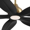 Casa Vieja 60" Lotus Bay Modern Indoor Outdoor Ceiling Fan 5 Blade LED Light Remote Control Brass Finish Black Blades Bedroom Patio Damp Rated - 3 of 4