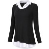 Women's Long Sleeve Contrast Collared Shirts Patchwork Work Blouse Tunics Tops - 3 of 4