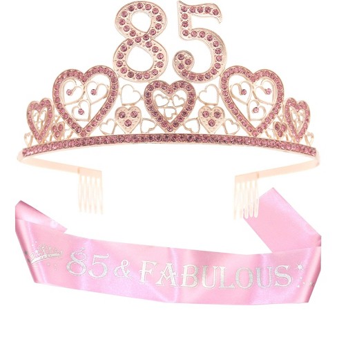 Verymerrymakering 85th Birthday Sash And Tiara For Women Pink