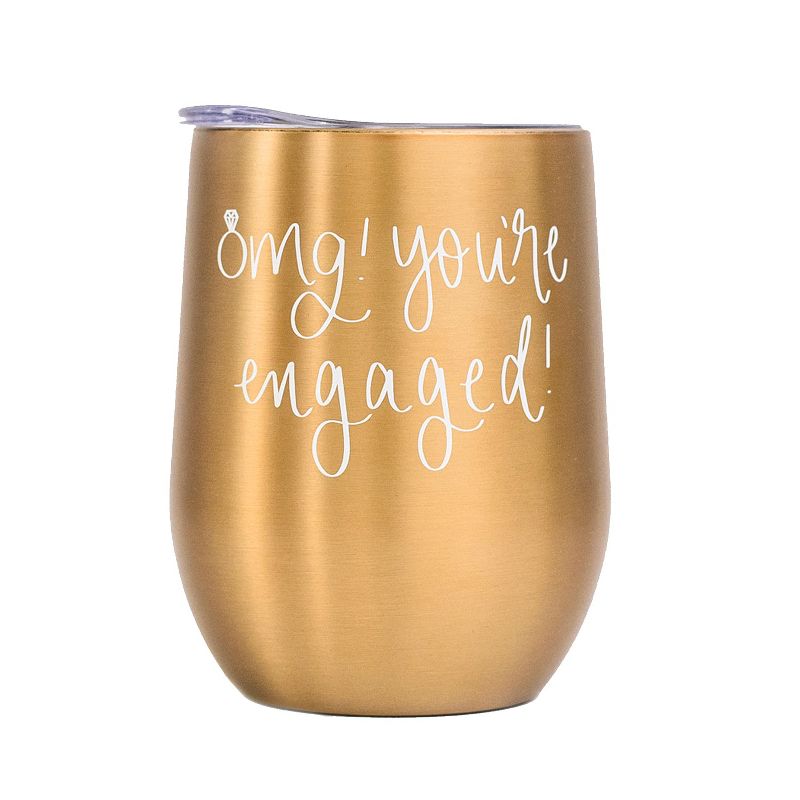 Sweet Water Decor Omg! You're Engaged! Metal Wine Tumbler, 1 of 5