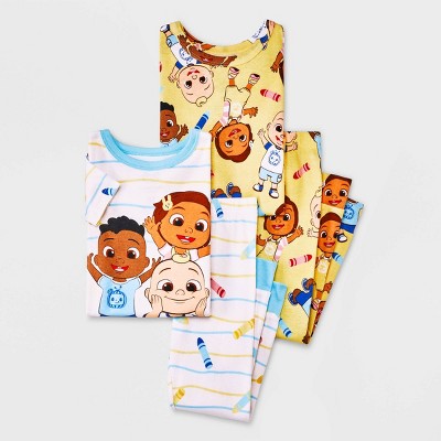 Image of Toddler Boys' 4pc Cocomelon Crayons Snug Fit Pajama Set - Yellow 3T