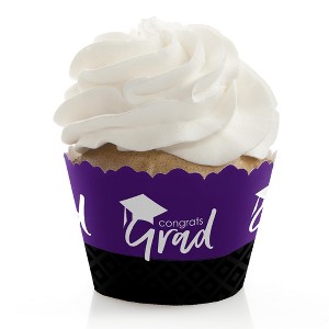 Big Dot of Happiness Purple Graduation Party Decorations - Party Cupcake Wrappers - Set of 12 - 1 of 4