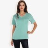 Anna-Kaci Women's Ribbed Knit Top with V-Neck, Short Sleeves, Front Pocket, Loose Fit Casual Blouse - 2 of 4