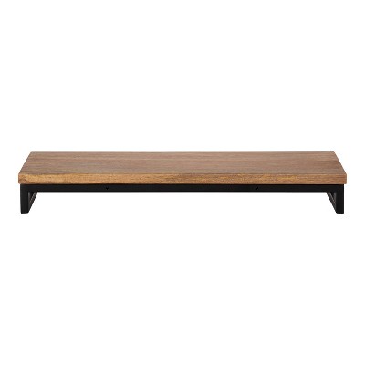 Lankford 24" Natural Wood and Black Modern Floating Wall Shelf