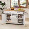 Costway Rolling Kitchen Island Kitchen Cart with Tilt-out Trash Cabinet Island Table White/Black - 2 of 4