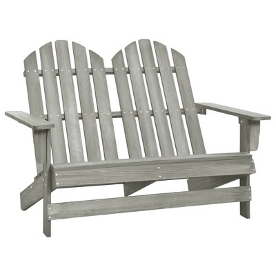 vidaXL 2-Seater Patio Adirondack Chair&Ottoman Fir Wood White