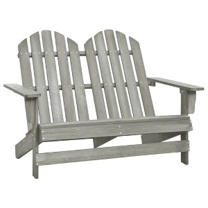vidaXL 2-Seater Patio Adirondack Chair&Ottoman Fir Wood White - 1 of 4