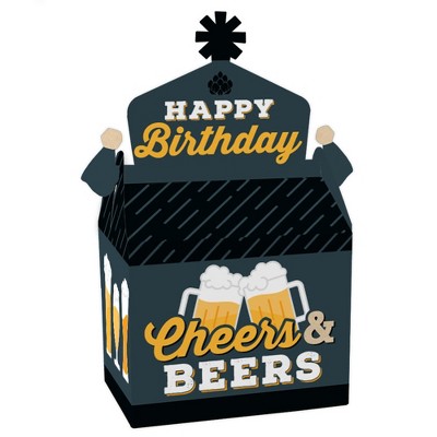 Big Dot of Happiness Cheers and Beers Happy Birthday - Treat Box Party Favors - Birthday Party Goodie Gable Boxes - Set of 12