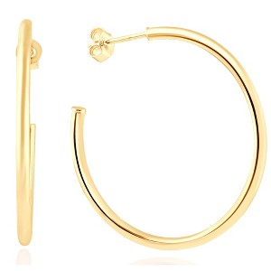 Pompeii3 14k Yellow Gold 2mm Designer Hoops Women's Earrings 1 3/4" Tall 1.60grams - 1 of 4
