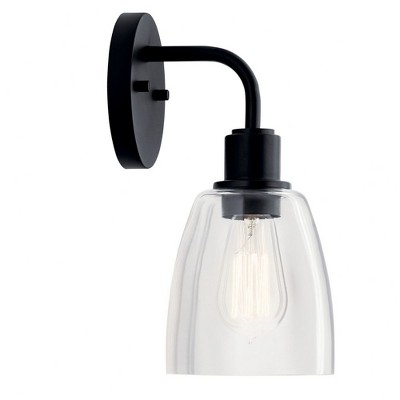 Meller Industrial Black 11'' Wall Sconce with Clear Glass