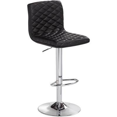 LumiSource Chrome Swivel Bar Stool Silver 30" High Modern Black Faux Leather Cushion Adjustable for Kitchen Counter Height Island