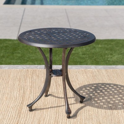 Outdoor Bronze Traditional Elegant Side Table