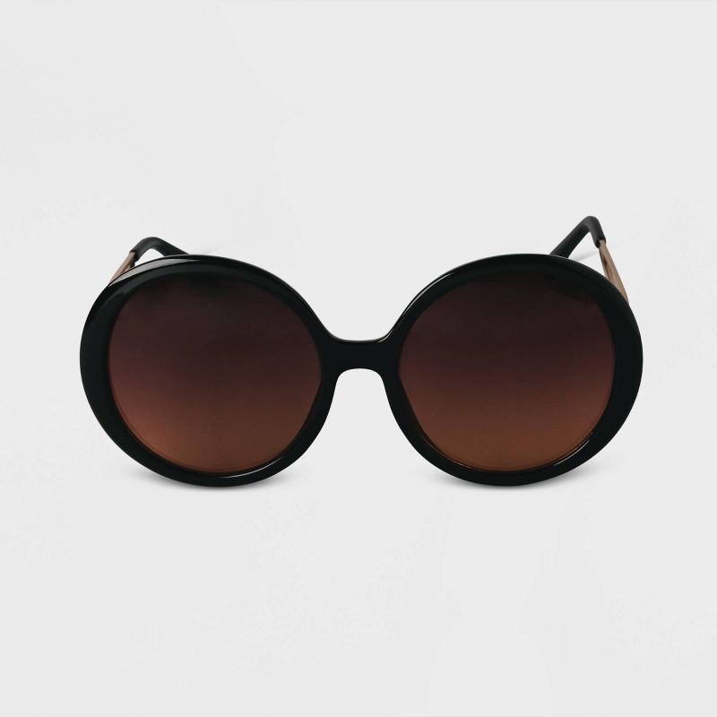 Women&#39;s Oversized Round Sunglasses - A New Day&#8482; Black, 1 of 7
