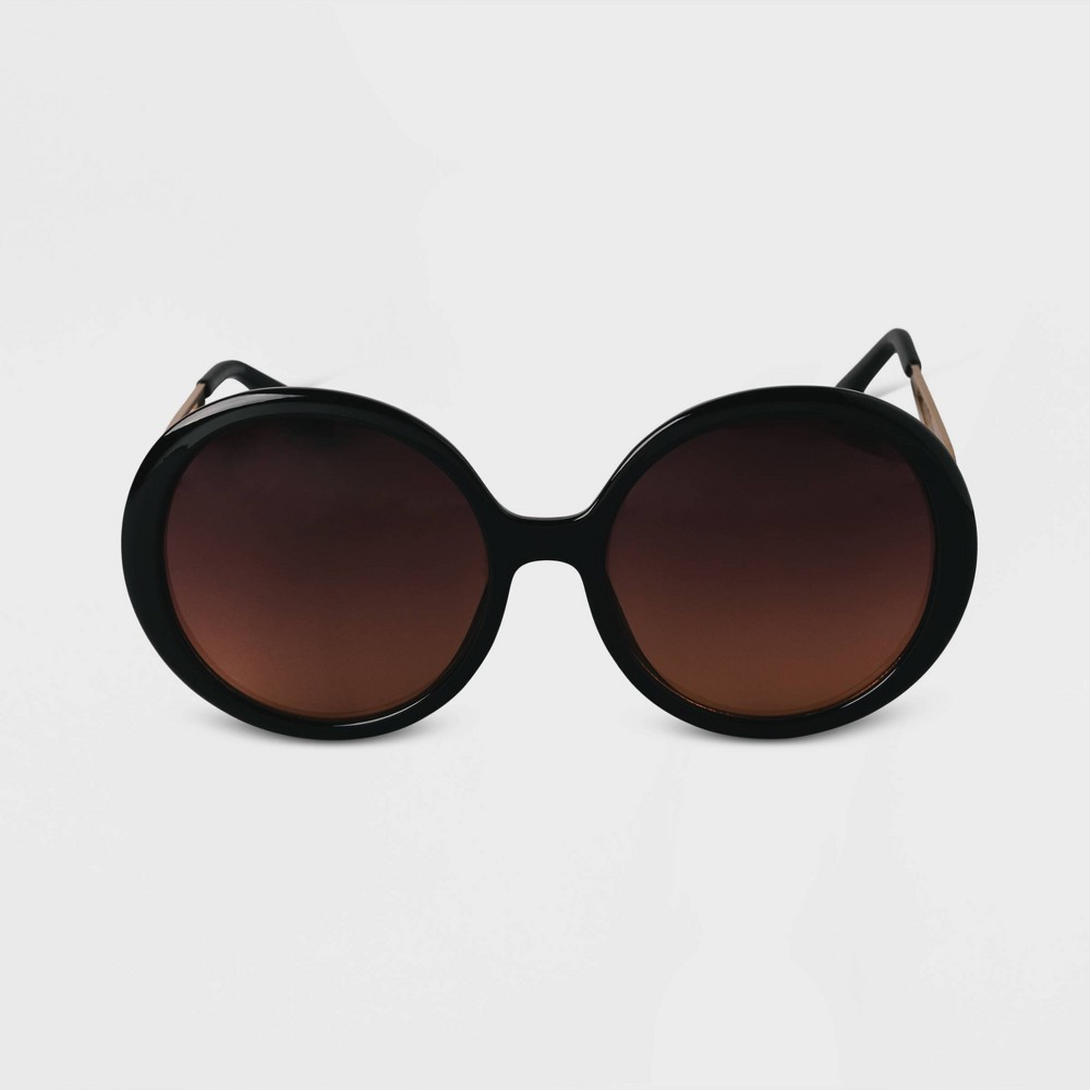 Photos - Sunglasses Women's Oversized Round  - A New Day™ Black