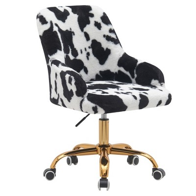 Modern leopard print Teal Velvet Swivel and Adjustable Task Chair