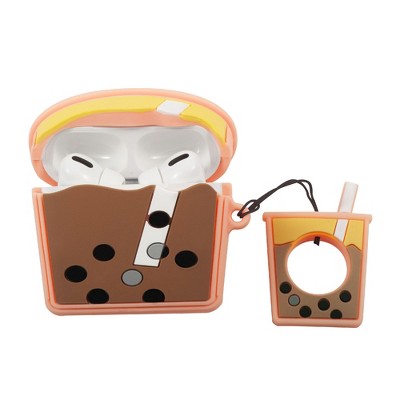 Insten Cute Case Compatible with AirPods Pro - Boba Milk Tea Cartoon Silicone Cover with Ring Strap