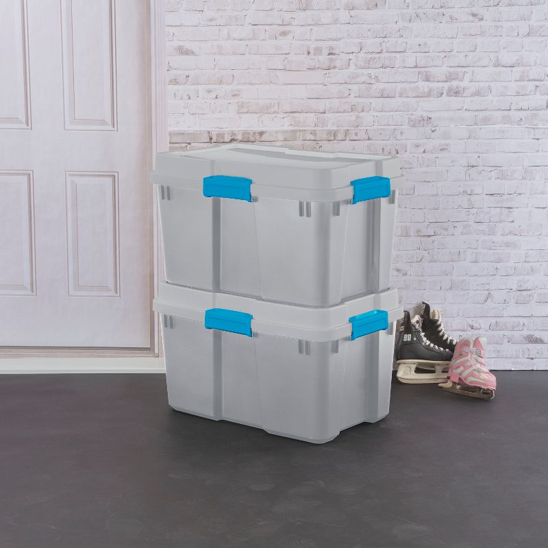 Sterilite 30gal Gasket Tote Gray with Blue Latches, 3 of 11