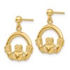 Black Bow Jewelry 13mm Dangling Claddagh Post Earrings in 14k Yellow Gold - 2 of 4
