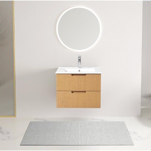NicBex Floating Bathroom Vanity with Ceramic Sink,Modern Bathroom Sink Vanity with 2 Drawers,24/30 inch Bathroom Sink Cabinet for Bathroom,Brown/Gray - 1 of 4