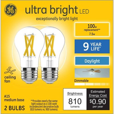 GE Cool Daylight 60 Watt Equivalent A15 Dimmable LED Light Bulb (2 Pack)