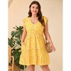 Plus Size Casual V Neck Dress for Women Loose Swing Ruffle Summer Boho Midi Dress with Pockets - 2 of 4