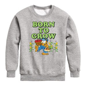 Boys' - Garfield - Born To Grow Graphic Long Sleeve Fleece Sweatshirt - 1 of 4