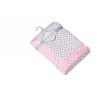 Bacati - Grey Chevron with Solid Border Blanket (Grey Chevron/Baby Pink Border) - 3 of 4